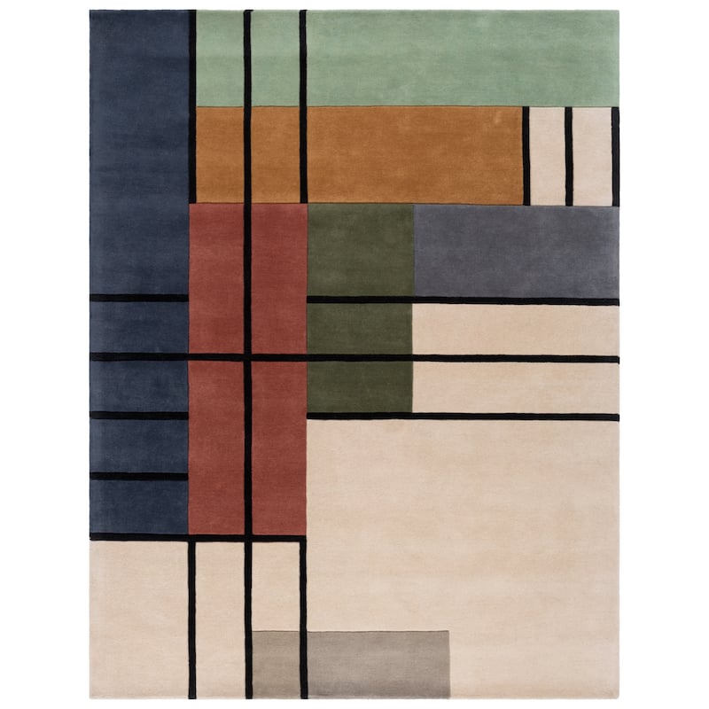 SAFAVIEH Handmade Rodeo Aleksandra Drive Mid-Century Modern Wool Rug - 8' x 10' - Ivory/Green