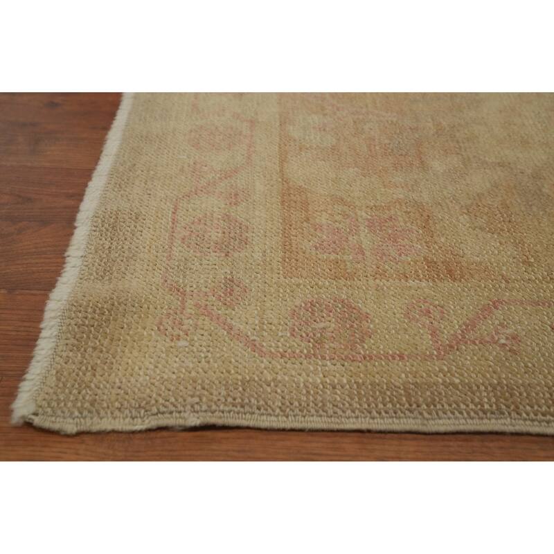 Hand Knotted Transitional Wool Carpet Brown Oushak Rug Floral Area Rug - 14' 3'' X 9' 2''