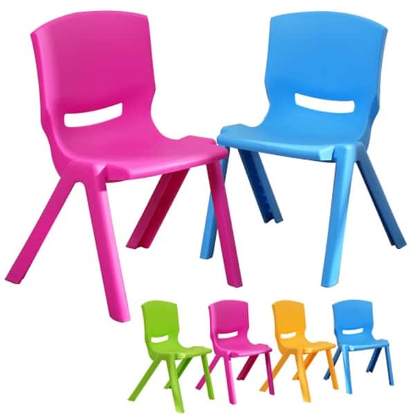 slide 2 of 5, Kids Chair,Children Lightweight Plastic 4 Chairs Set with 11.8" H Seat for Playrooms,Preschool,Toddlers (Enlarge Size) Multi