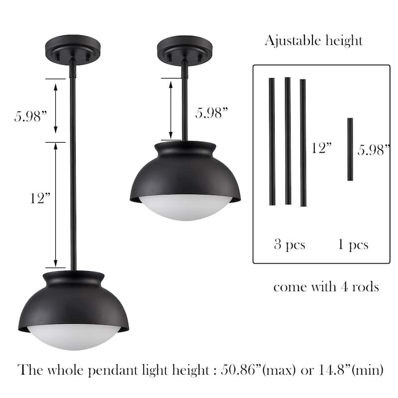 Urus Vintage Pendant Light Fixture with Milk Glass Shade