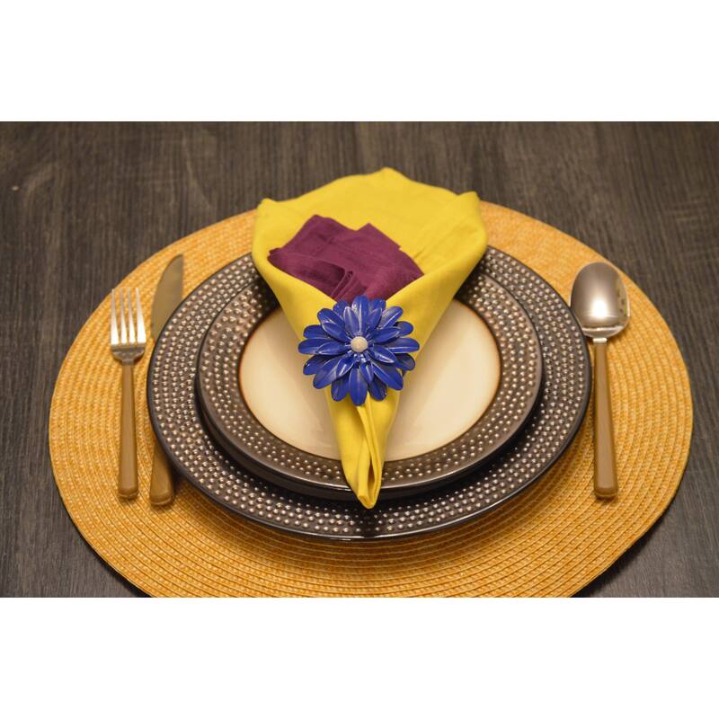 VIBHSA Flower Napkin Rings Set of 8 (Blue Pearl)