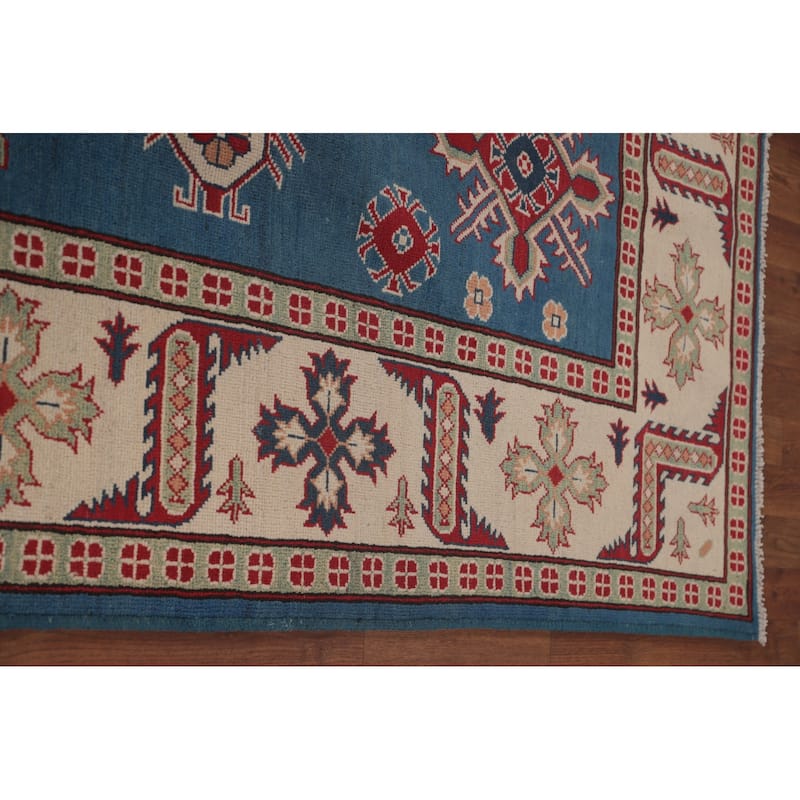 Blue Kazak Oriental Area Rug Handmade Bedroom Wool Carpet - 8'5" x 10'7"