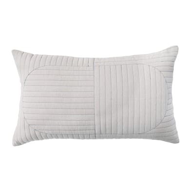 Chambray Quilted Lumbar Pillow Cover