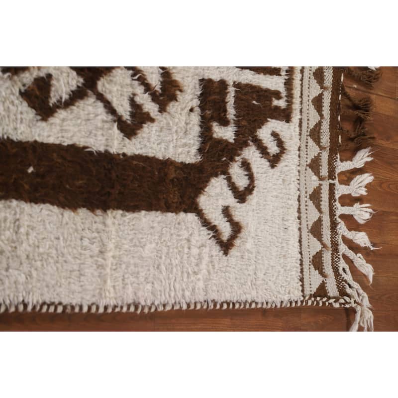 Natural Dye Anatolian Runner Rug Handmade Beige Turkish Wool Carpet - 3'2"x 11'4"