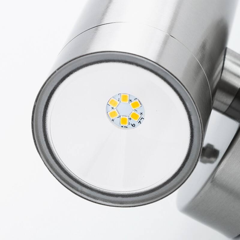 Lutec 2-Light Brushed Stainless Steel Outdoor Integrated LED Wall Lantern Sconce - 4.33 x 6.3 x 3.46