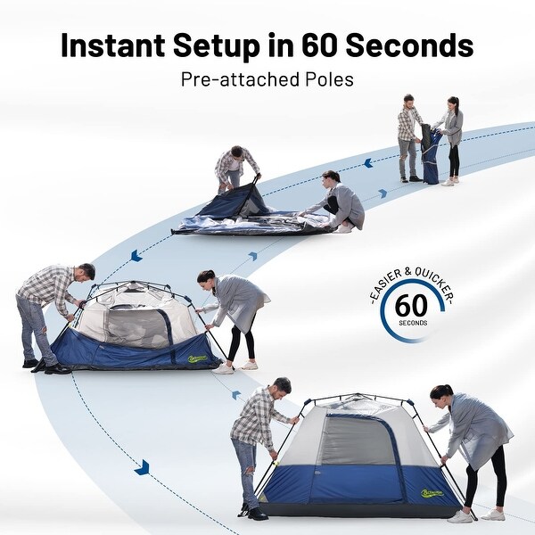 Instant Cabin Tent, 6 Person Camping Tent Setup in 60