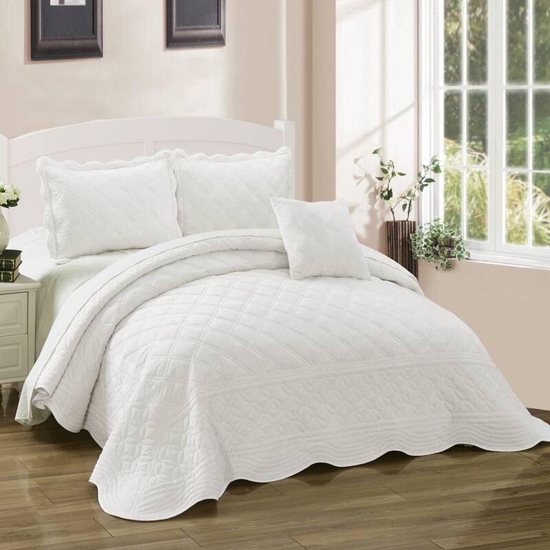 Serenta Supersoft Microplush Quilted 4 Pieces Bedspread Coverlet Set