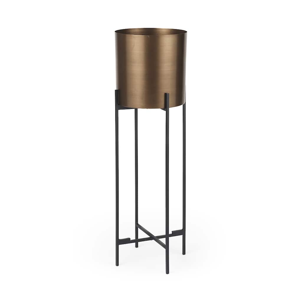 Sowerberry (Large) Bronze Metal w/Black Iron Legs Plant Stand