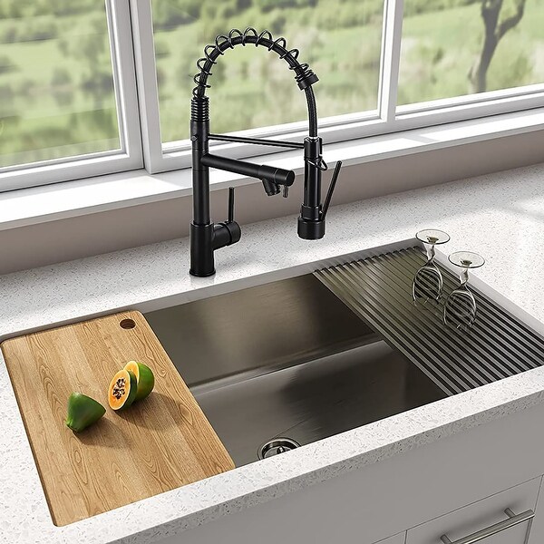 Details about   Commercial Kitchen Sink Faucet Spring Pull Down Single Handle Sprayer 9/16" 3/8" 