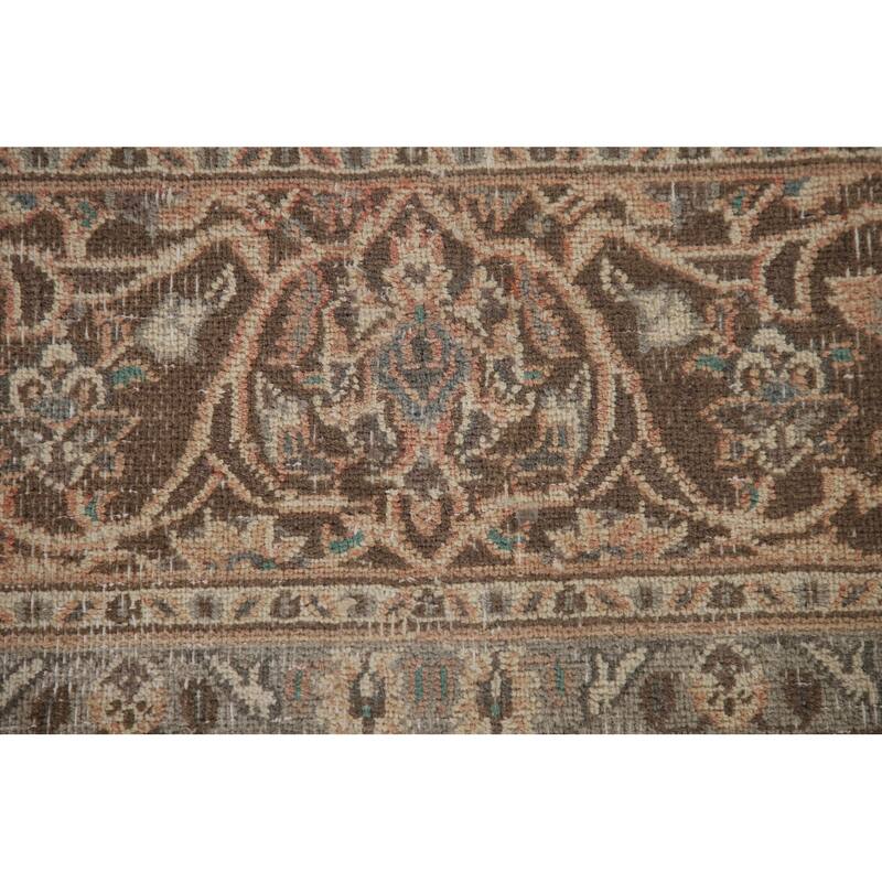 Distressed Mashad Persian Antique Area Rug Hand-knotted Wool Carpet - 6'3" x 9'0"