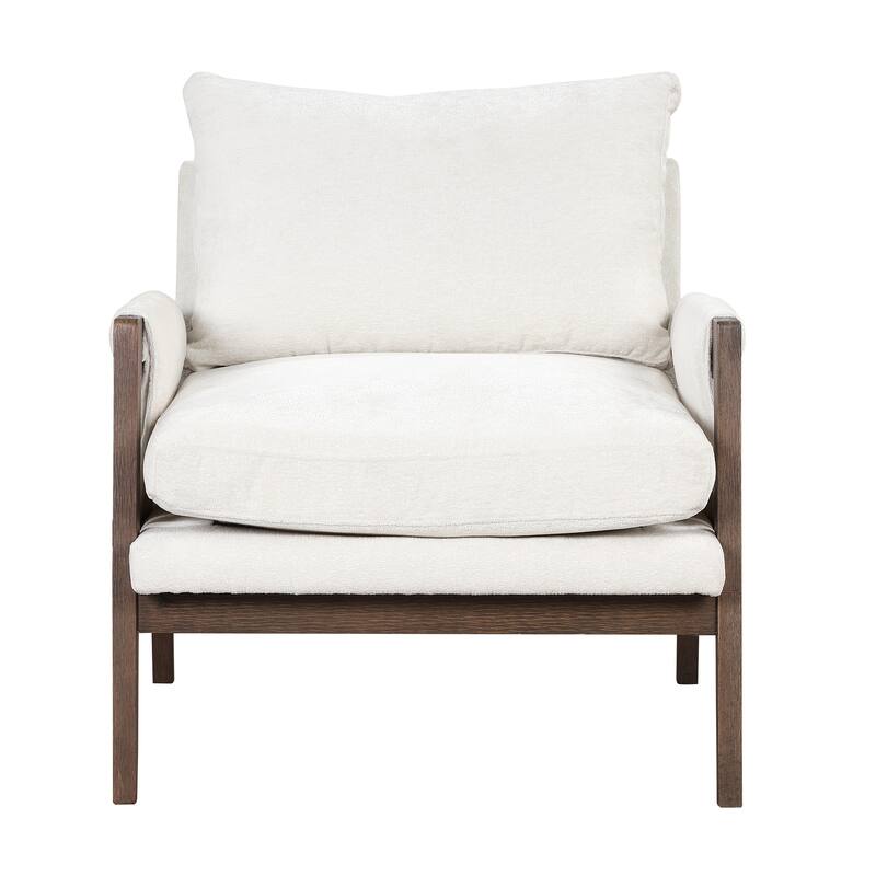 Mid-Century Modern Velvet Accent Chair, Leisure Chair with Solid Wood and Thick Seat Cushion for Living Room, Bedroom