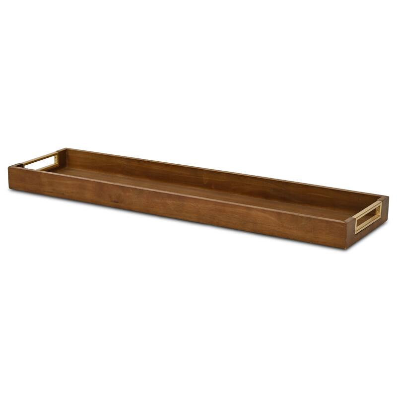 Nyssa Slim Rectangular Wood Decorative Tray - Brown