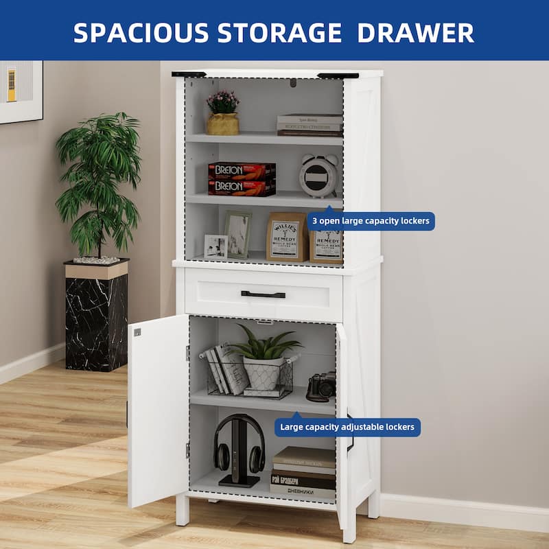 Moasis 58" Tall Storage Cabinet Bathroom Storage Cabinet with Doors and Shelves