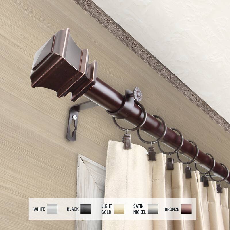 InStyleDesign Savre 1 inch Diameter Adjustable Curtain Rod - 28 to 48 inches - Bronze