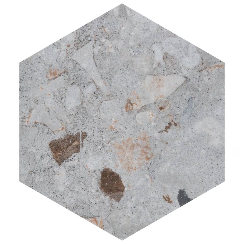 Merola Tile Recycle Hex River Multicolor 8-1/2" x 9-7/8" Porcelain Floor and Wall Tile