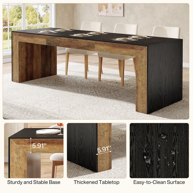 Extra Long Dining Table for 6-8 People, 86.6-Inch Rectangular Kitchen Table