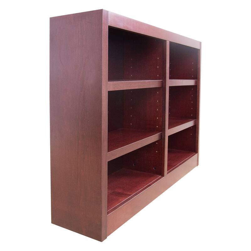 Concepts in Wood Double Wide Wood Bookcase, 6 Shelf, 36 inch Tall