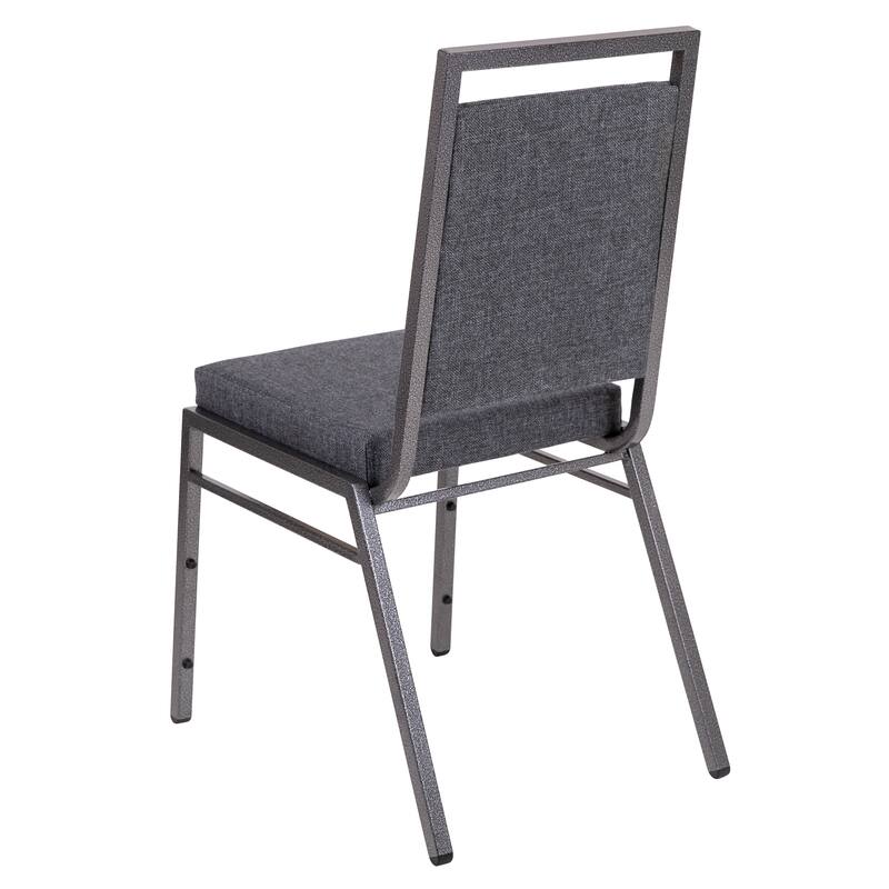2 Pack Square Back Stacking Banquet Chair with Silvervein Frame