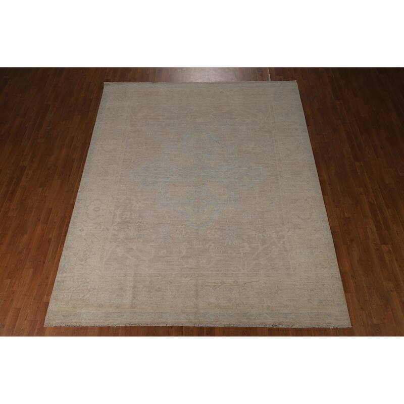 Vegetable Dye Oushak Turkish Rug Handmade Living Room Wool Carpet - 8'0"x 10'1"
