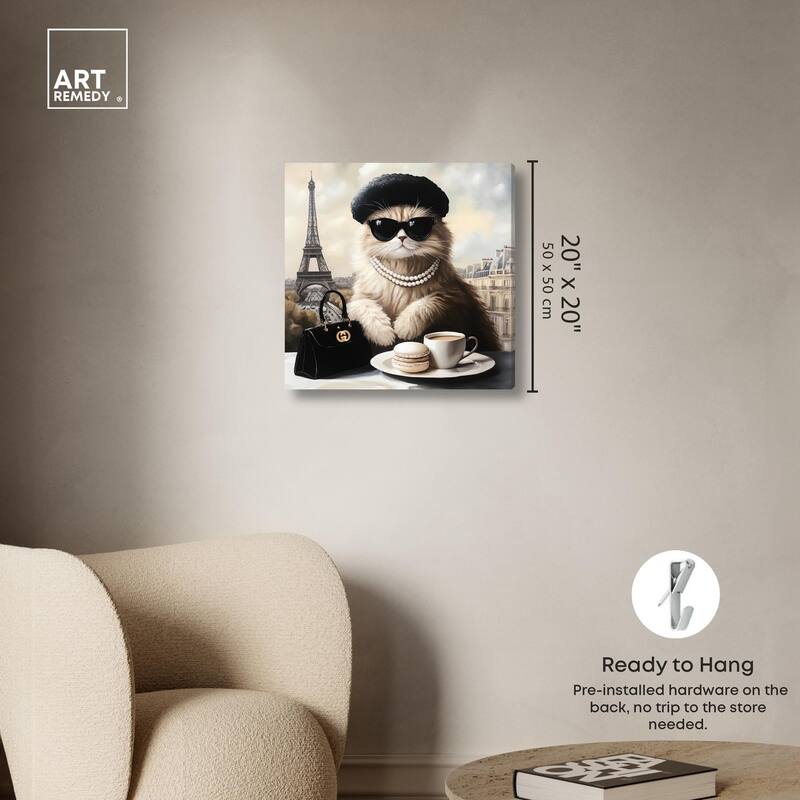 Cat in Paris Treats Canvas by Art Remedy, Gallery Wrapped