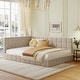 preview thumbnail 1 of 7, Beige Upholstered Sofa Bed Frame Full Size Daybed, Wood Slat Support Beige