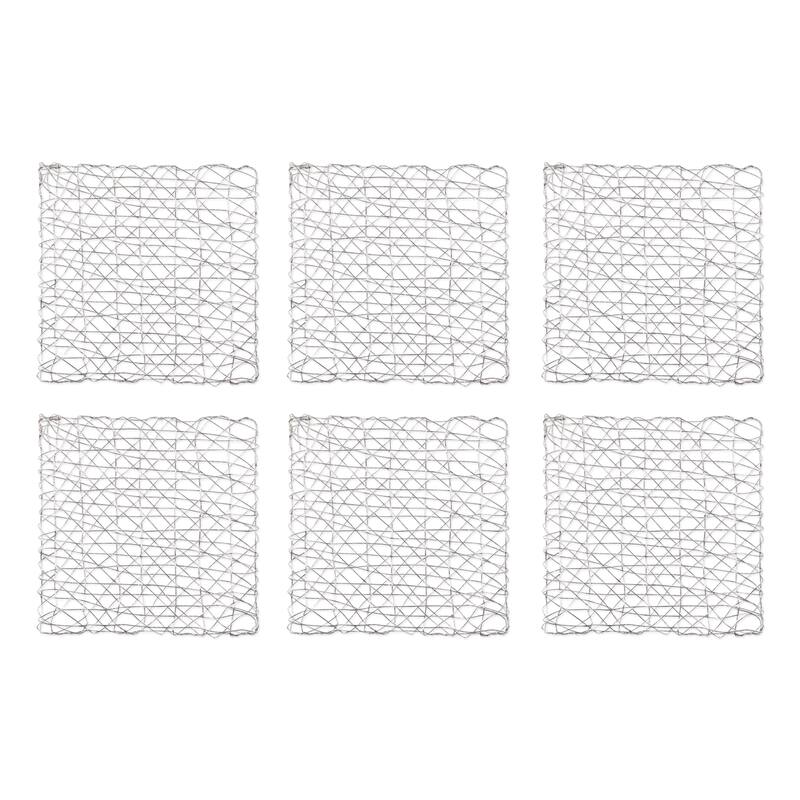 Design Imports Woven Paper Kitchen Placemat Set (Set of 6) - 16x16 - Square Silver