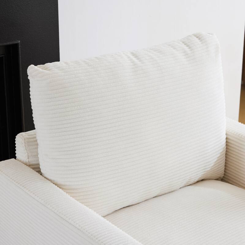 Corduroy Armchair Set with Ottoman