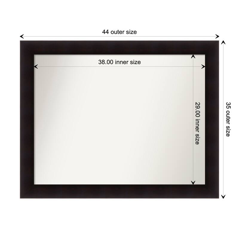 Portico Espresso Framed Non-Beveled Custom Wall Mirror, Bathroom Vanity Mirror - Outer Size: 43.75 x 34.75