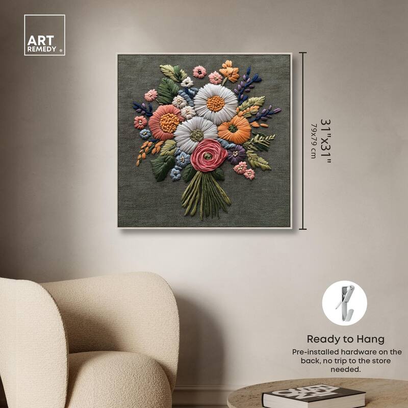 Stitched Bloom Bouquet II Canvas by Art Remedy