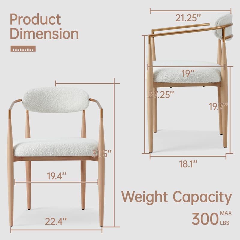 Morden Fort Modern Boucle Dining Chairs Armchair Set of 4