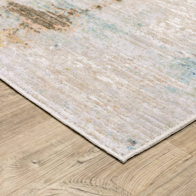 Calliope Textural Distressed Abstract Ivory/ Blue Area Rug