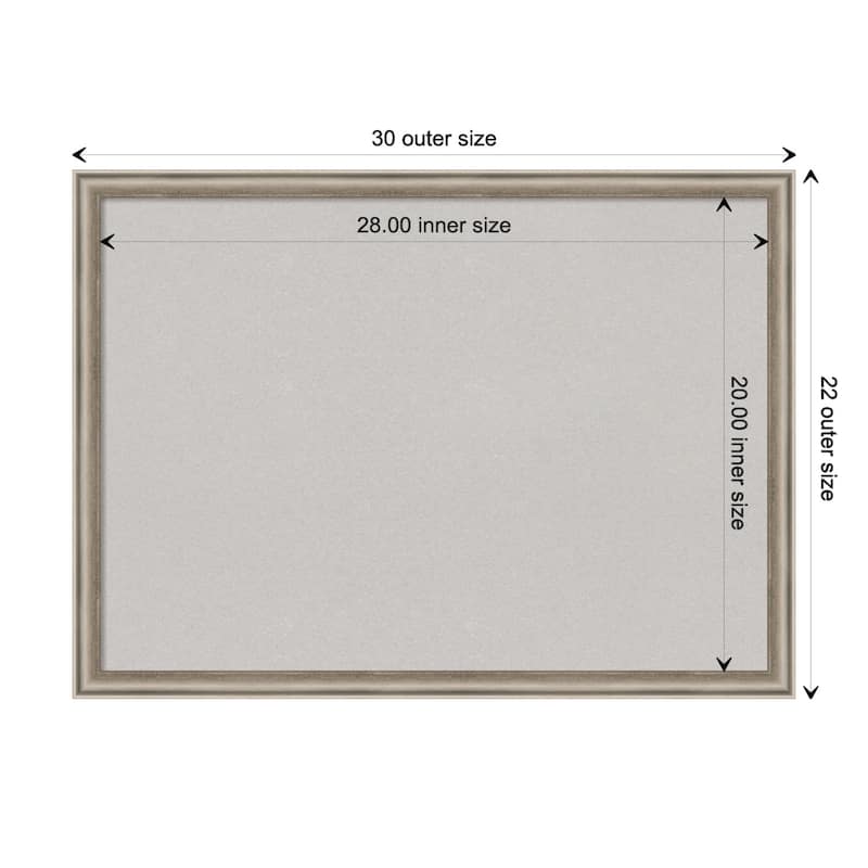 Salon Scoop Wood Framed Grey Corkboard Bulletin Board - Salon Scoop Pewter - Board Size 28x20