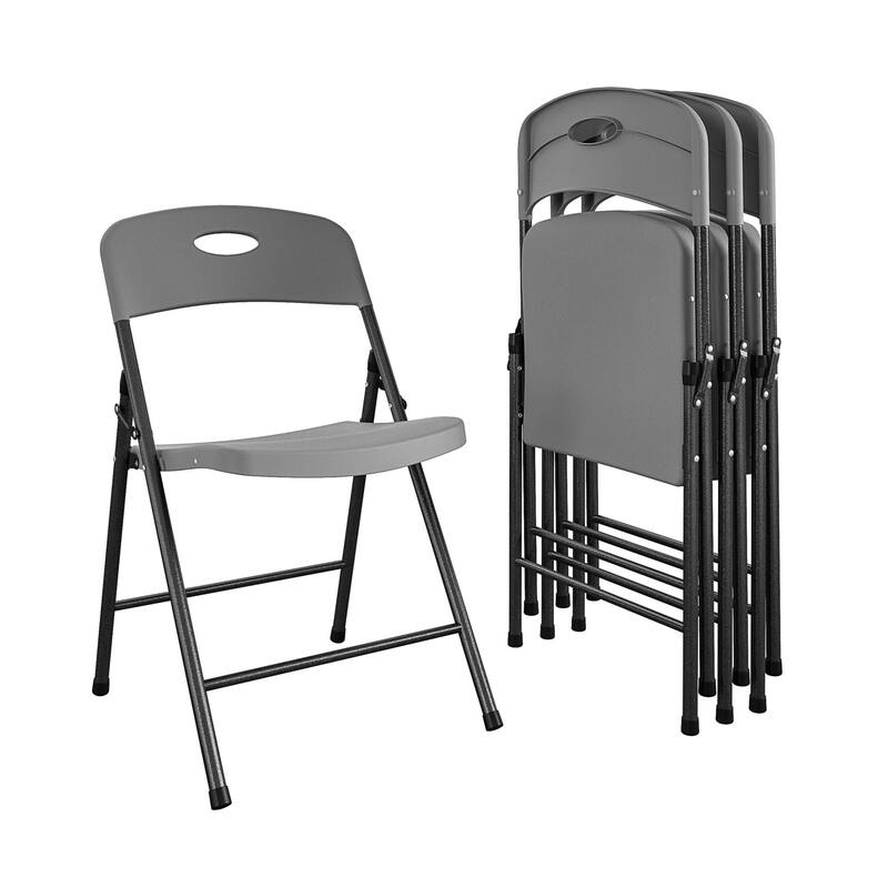 COSCO Solid Resin Plastic Indoor/Outdoor Plastic Folding Chair, 4-Pack