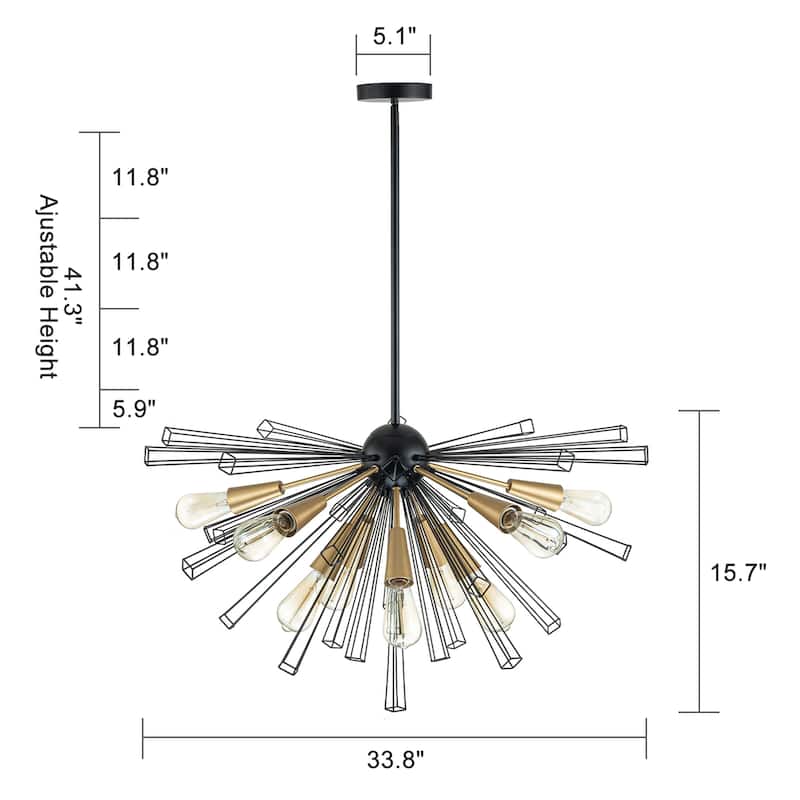 10-Light Contemporary Sputnik Sphere Chandelier Starburst Pendant Island Light