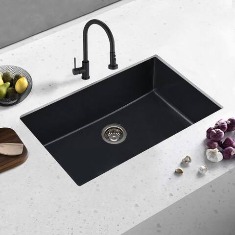 PROOX Undermount 30"W x 18"D Kitchen Quartz Sink Rectangle Bowl Drop In Sink
