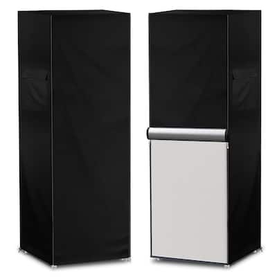 Outdoor Refrigerator Cover,Outdoor Small Upright Freezers Cover,with Air Vent and Handles,Black - 23x23x56"