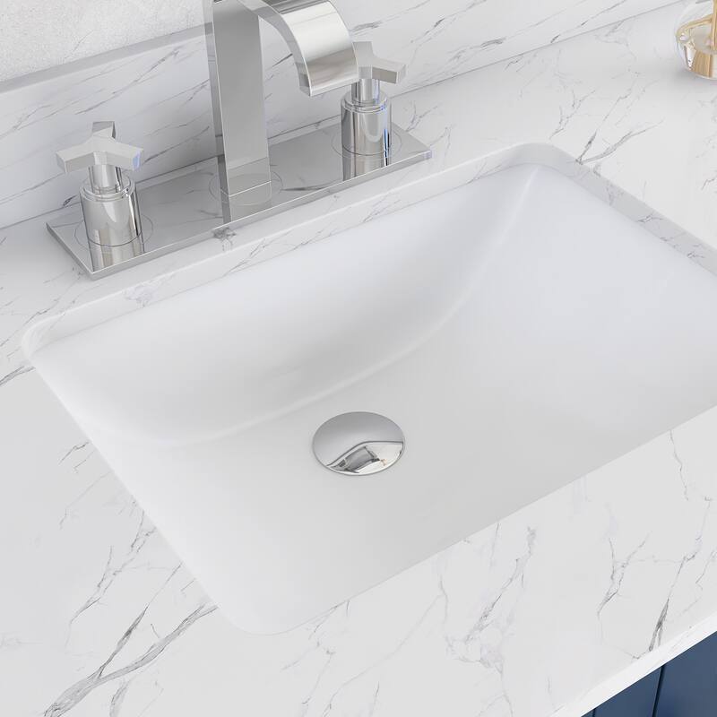 48 inch Plywood Single Sink Freestanding Bath Vanity with White Marble Top - 48" x 22"