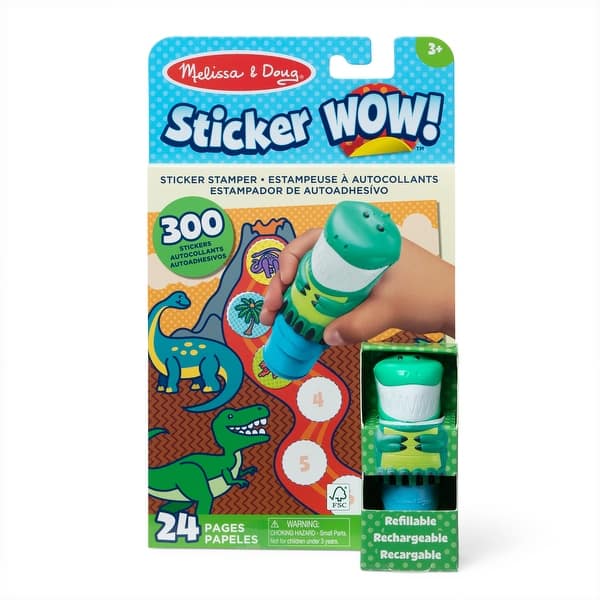 slide 2 of 8, Melissa & Doug Sticker WOW Activity Pad and Sticker Stamper - Dinosaur Kids