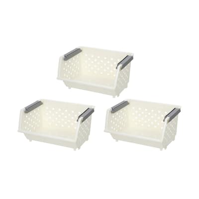 YBM Home Plastic Storage Stacking Bin for Home and Kitchen, Open Stackable Organizer Basket for Frequent Use in Pantry