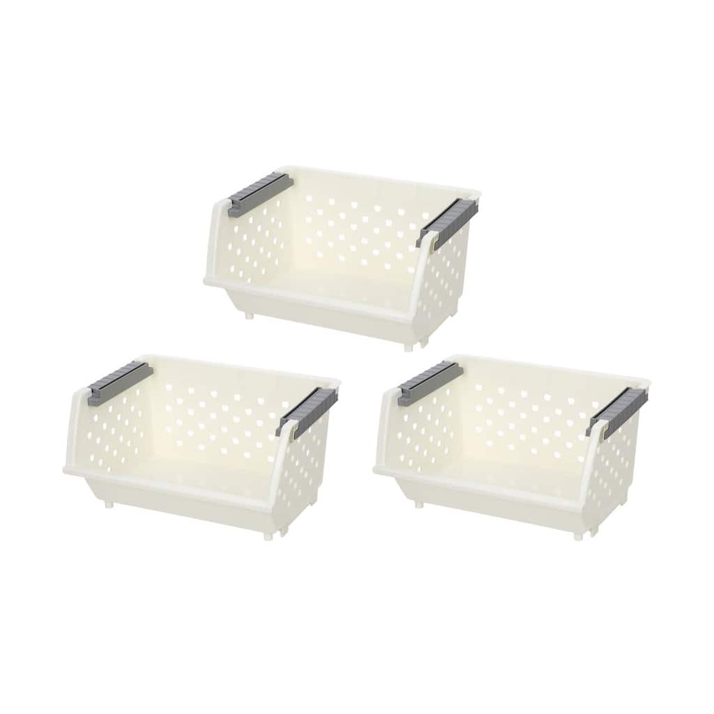 YBM Home Plastic Storage Stacking Bin for Home and Kitchen, Open Stackable Organizer Basket for Frequent Use in Pantry
