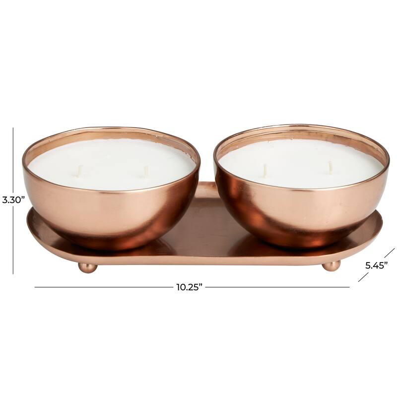 Gold or Silver or Copper Metal Scented 12 oz 2 Wick Candle with White Wax (Set of 2)