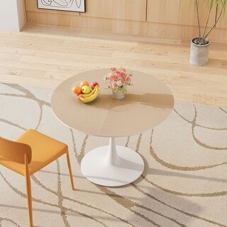 Modern Round Dining Table with Printed Wood Grain Table Top - Bed Bath ...