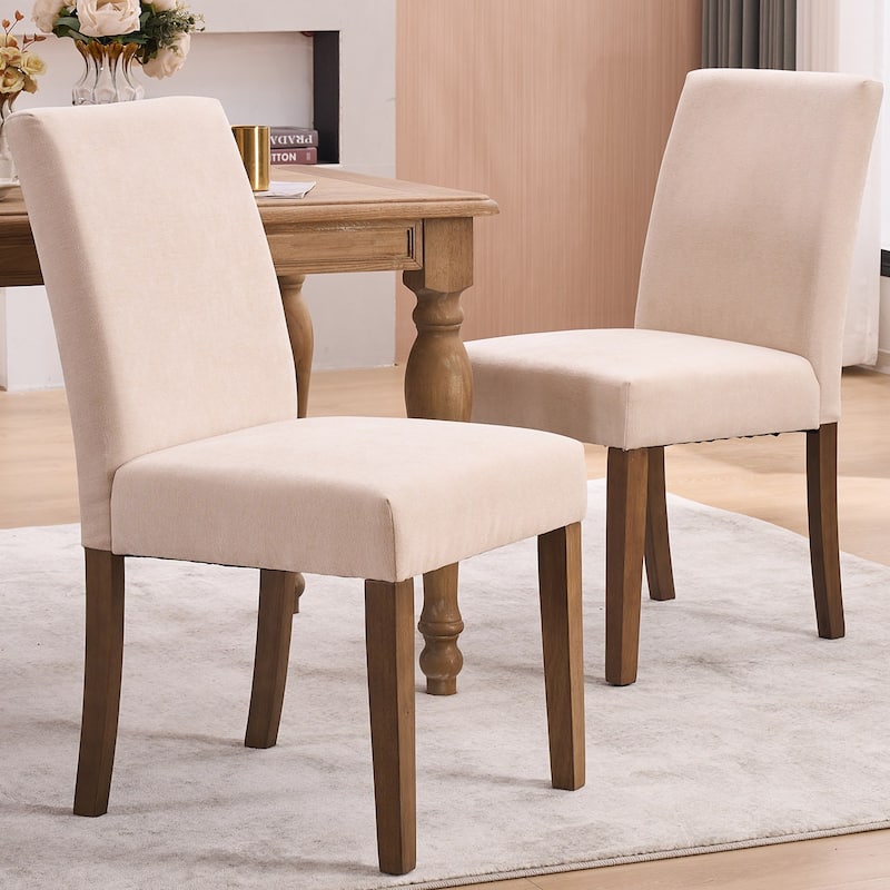 Boucle Fabric Upholstered Dining Chairs (Set of 2)