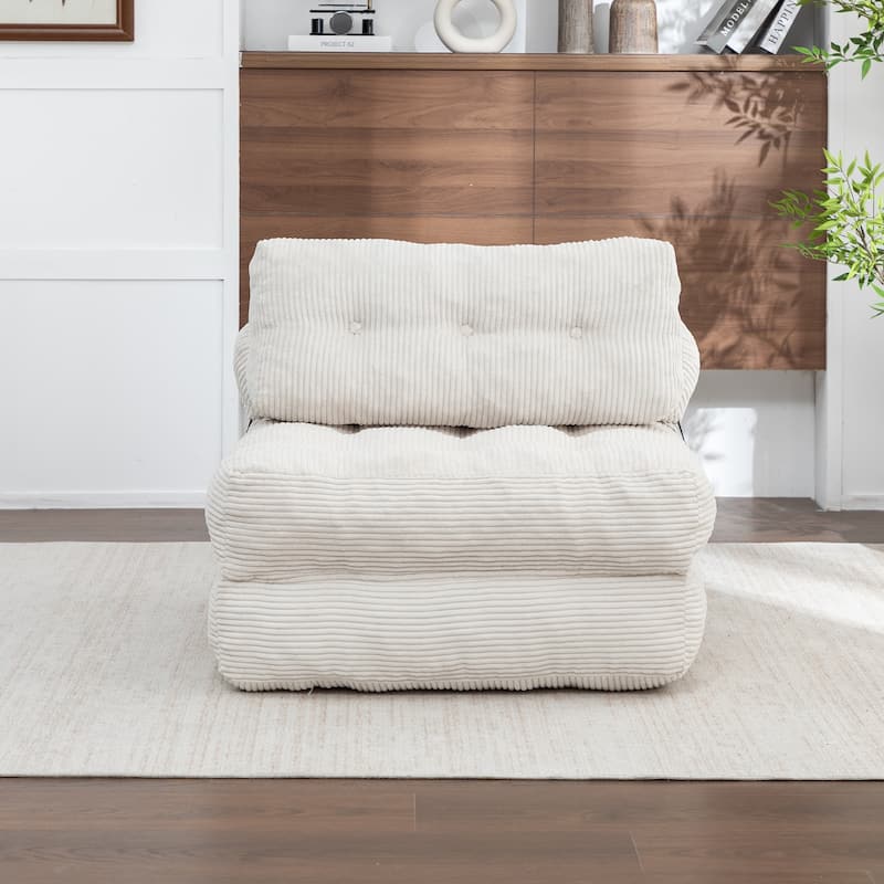 Anmytek Beige Convertible Sleeper Chair Folding Sofa Bed with Pillow Back Support and Memory Foam Mattress