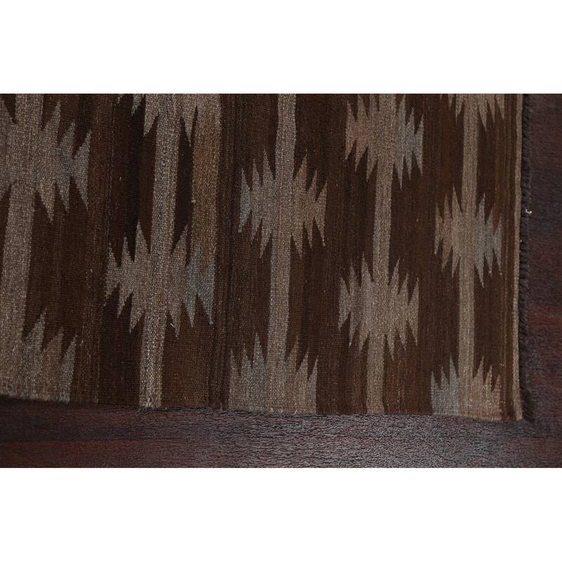 Geometric Tribal Natural Dye Kilim Oriental Wool Area Rug Flat-weave - 4'7" x 6'7"