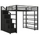 preview thumbnail 11 of 28, Full Size Metal Loft Bed with Storage Shelves, Cabinets and Wardrobe Metal Support Bed Frame for Kids, No Box Spring Needed