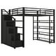 preview thumbnail 8 of 11, Full Size Metal Loft Bed with Storage Shelves & Cabinets, Space-Saving Heavy Duty Loft Bed Frame with Wardrobe & Staircase