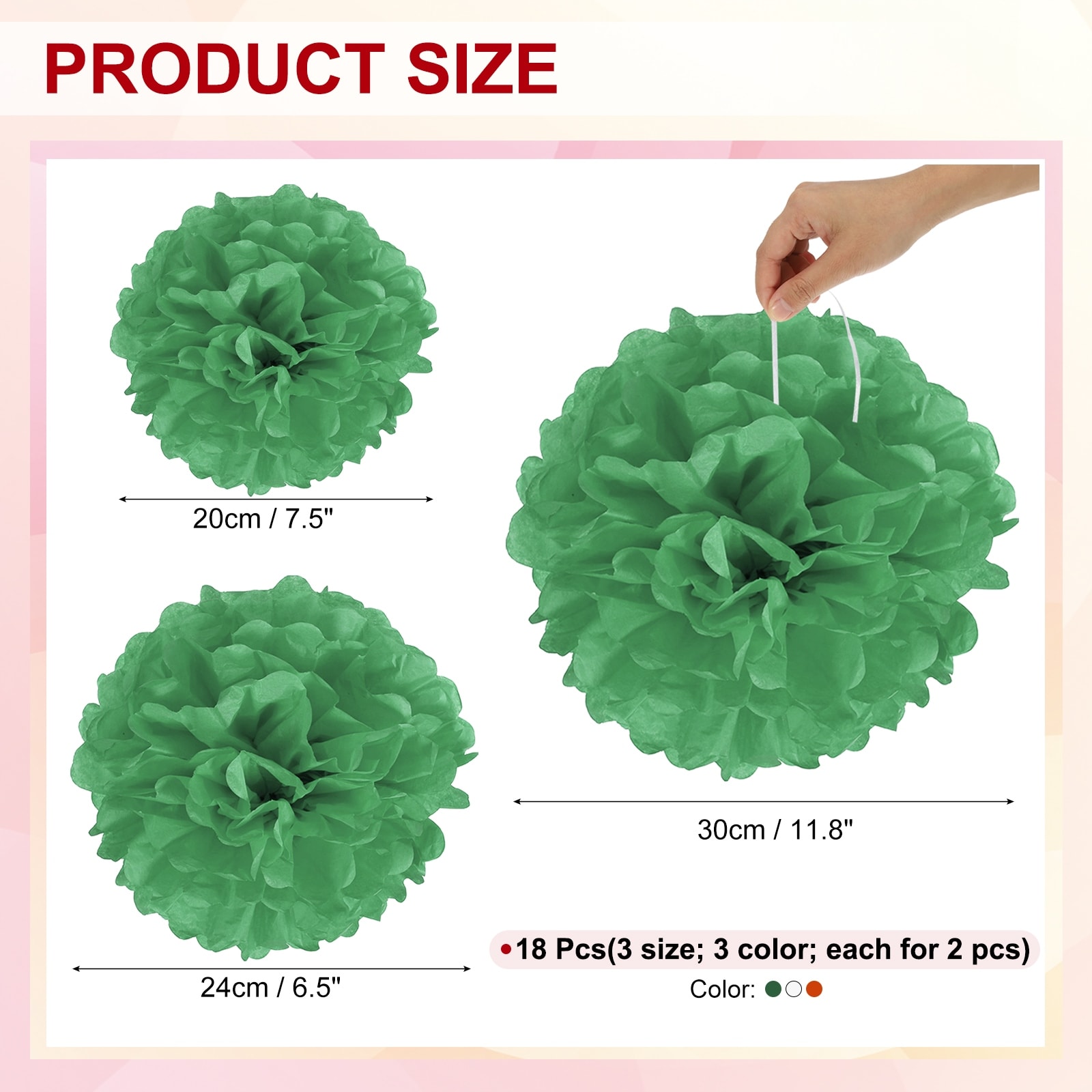 Tissue Paper Pom Poms, Pom Poms Paper Flowers Ball Tissue Paper Flowers Assorted Size for - 8" 10" 12"