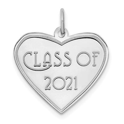 14k White Gold Class of 2021 Heart Pendant & Charm