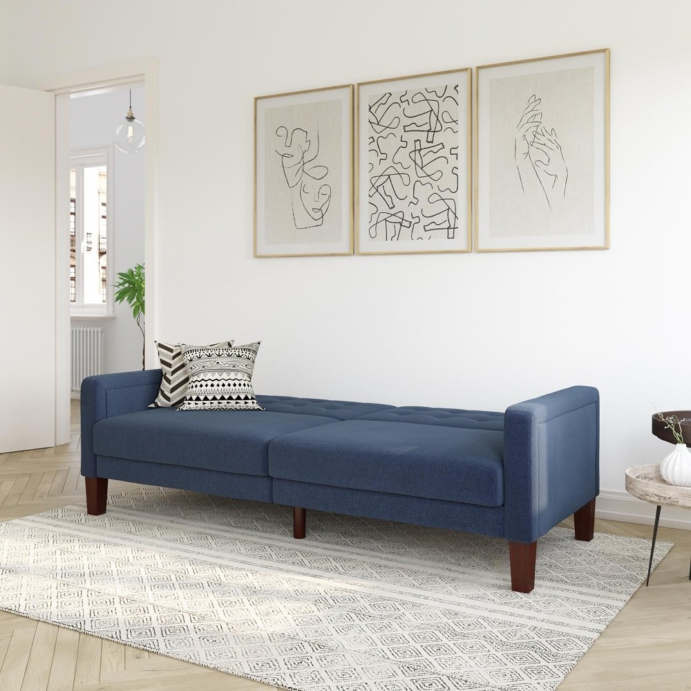 Fabric Tufted Futon Navy Bed Bath Beyond 37969596